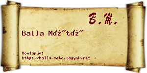 Balla Máté névjegykártya